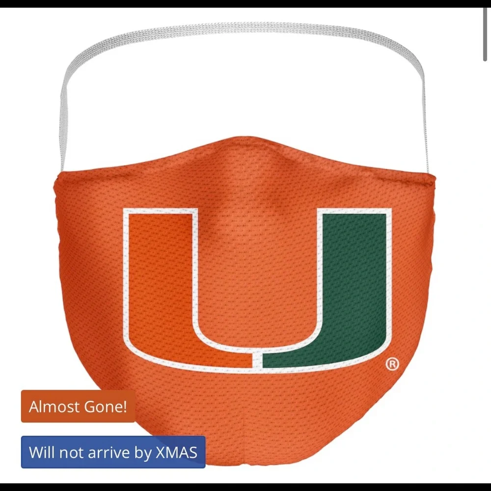 Miami U hurricanes set of three masks brand new